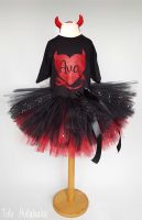 Devil Tutu + Top Set - Black/Red