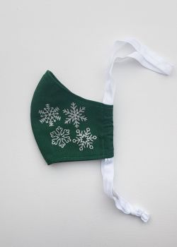 Snowflakes on both sides - Forest Green Face covering - Ladies/Teen - Ready to post