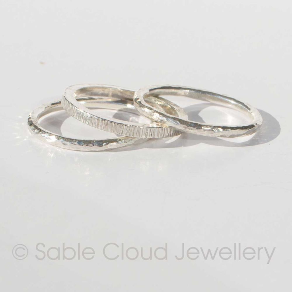  Handmade Silver Stacker Ring Set- Stackable Ring Set