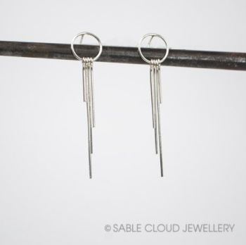Metal Fringe - Circle Stud Earrings