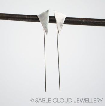 Long Wire Drop Triangle Earrings