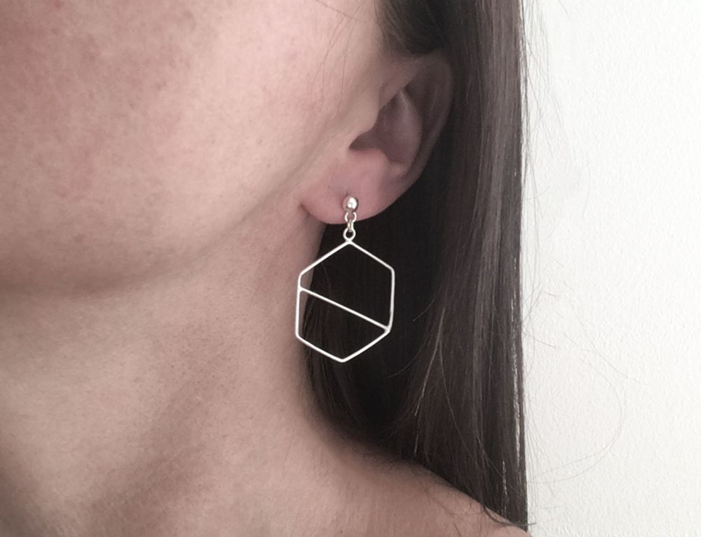 Dangle Earrings - Hexagon Slice