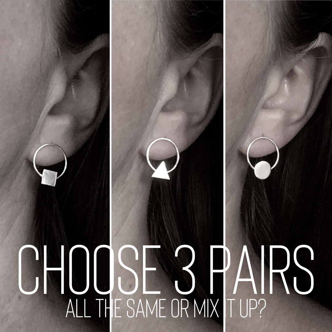 Three Pairs of Circle|Shape Stud Earrings