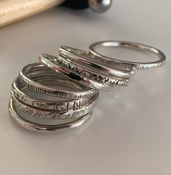 image of a set of silver rings