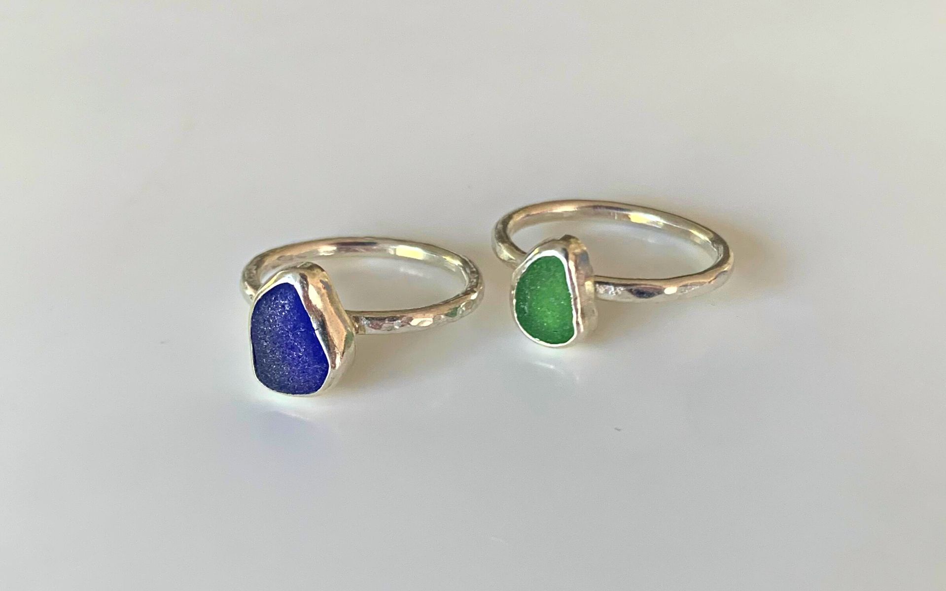 image of a silver sea glass ring