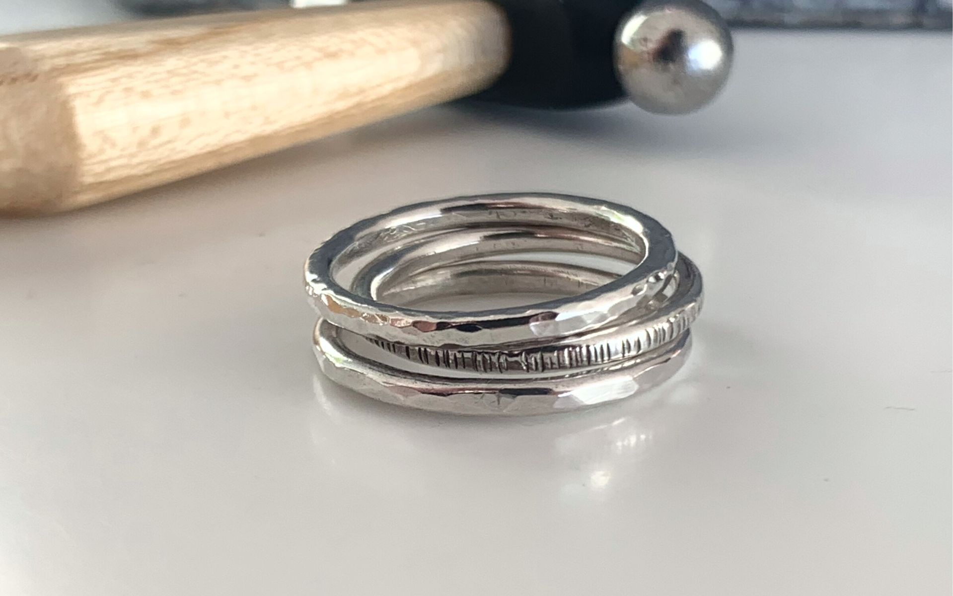 image of a set of silver stacking rings