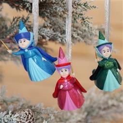 Official Disney Sleeping Beauty Set of 3 Fairy Godmothers Hanging Decorations 