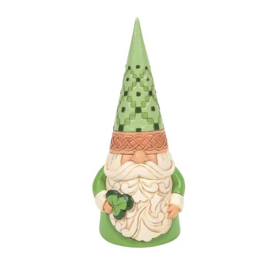 Irish Green Gnome Holding Shamrock Figurine 6008402