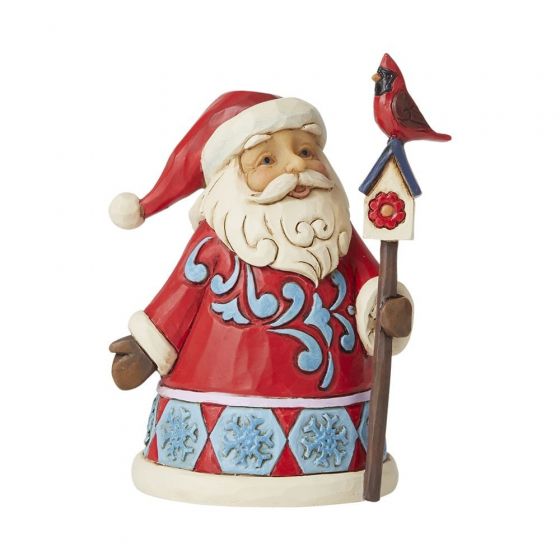 Mini Santa with Cardinal Birdhouse Figurine 6009010