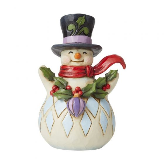 Pint Sized Snowman with Holly Garland Figurine 6009006