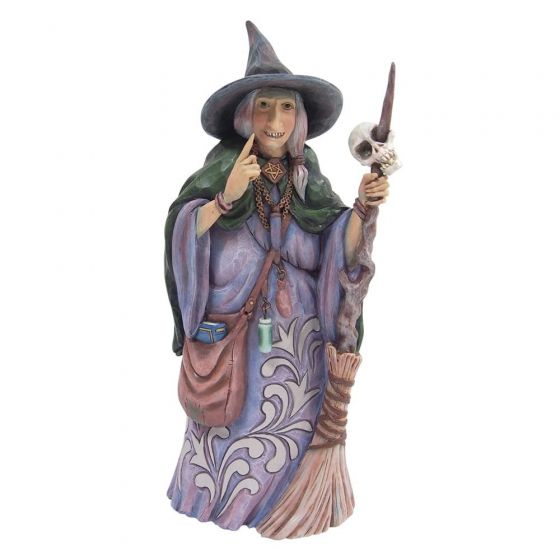 Witch with Broom and Skull Figurine 6009507