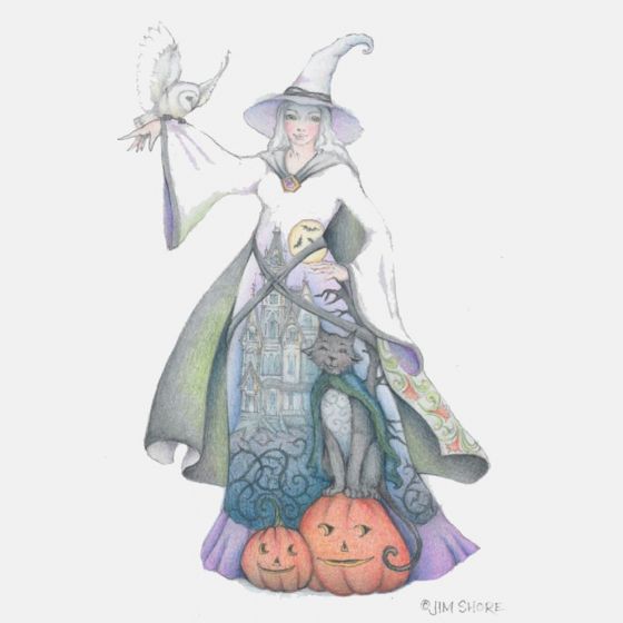 Witch with Pumpkins and Cat Figurine 6009506