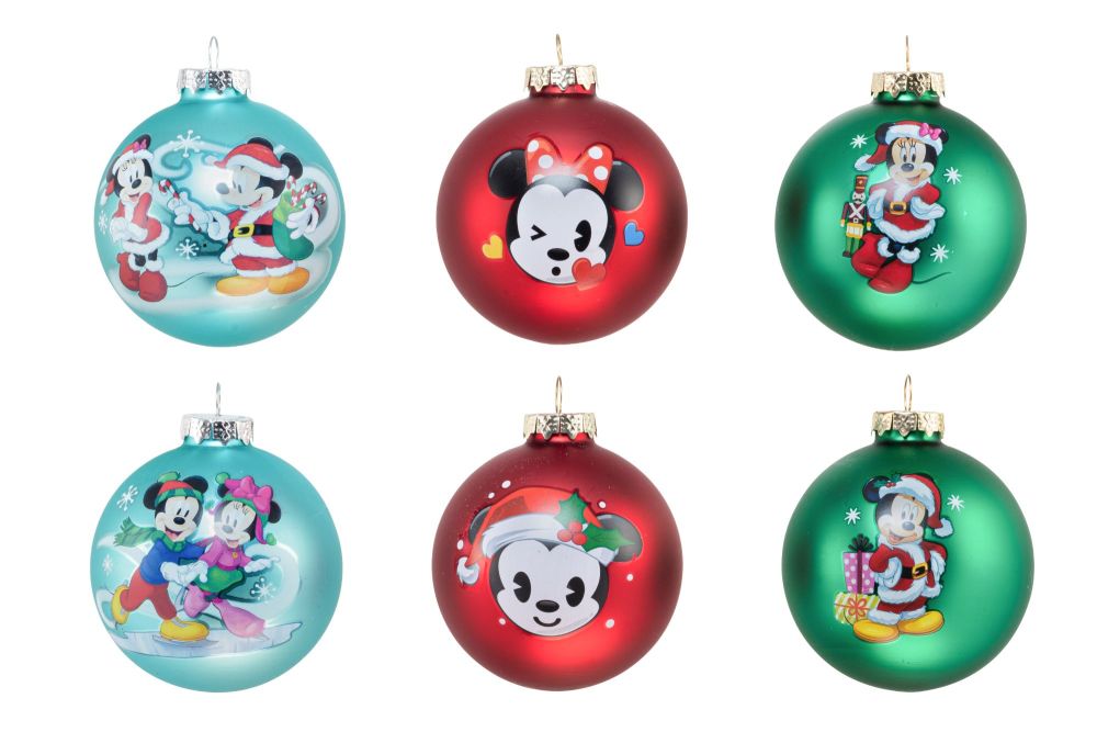 Mickey & Minnie 6 asst style 80mm Glass orn DN02005