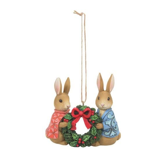 Peter Rabbit with Flopsy holding wreath Hanging Ornament 6010690