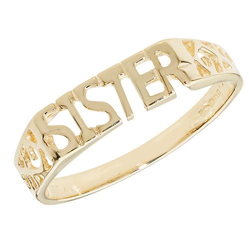RN209 9CT YEL GOLD LADIES' SCROLL SIDES SISTER RING
