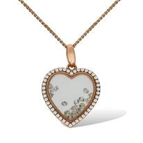 Sterling Silver Cluster of Cubic Diamonds Heart Pendant in Rose