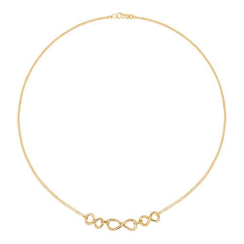 NK092 9CT YEL GOLD LADIES' 18 INCH TRIPLE INFINITY NECKLET