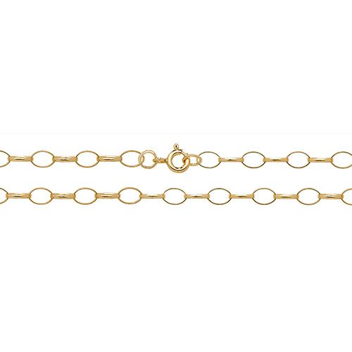 CH105 9CT YEL GOLD OVAL BELCHER 16" CHAIN