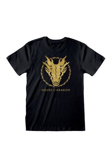 House of the Dragon T-Shirt Gold Ink Skull HOD04409TSBL
