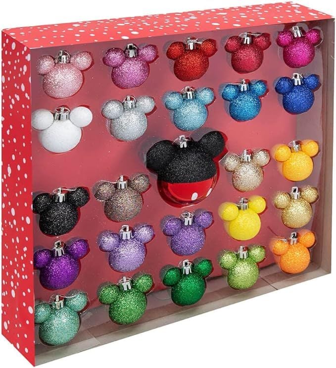 DISNEY SET OF 25 GLITTER MICKEY MOUSE BAUBLES