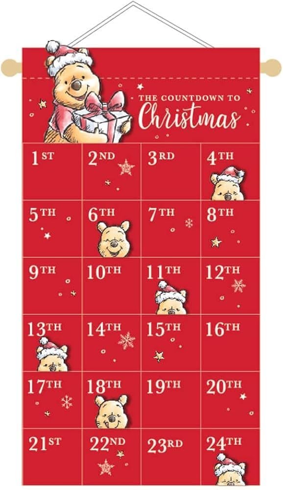 Disney Winnie the Pooh Fabric Advent Calendar - The Countdown to Christmas, RED