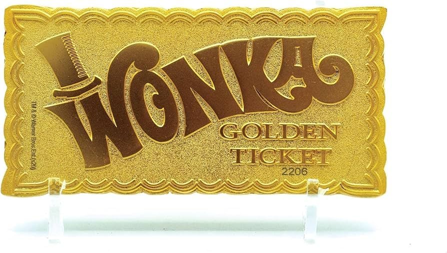 Willy Wonka & the Chocolate Factory Replica Mini Golden Ticket (gold plated)