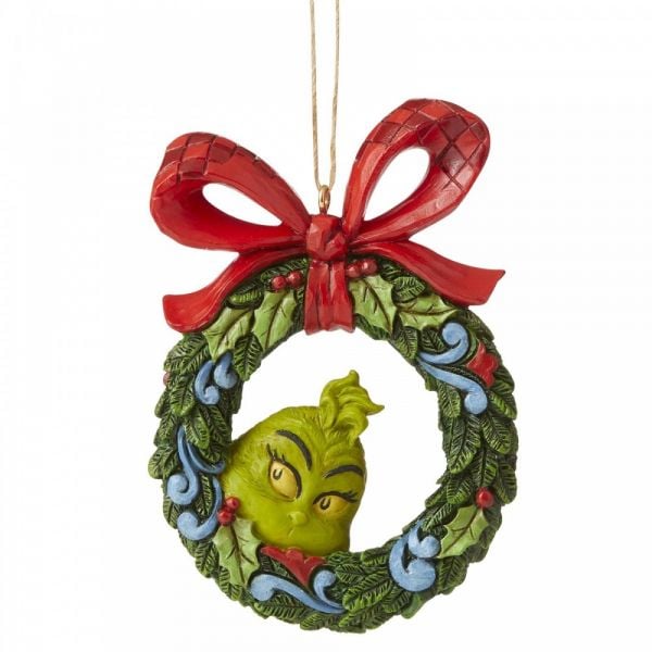 Grinch Peeking Through Wreath (Hanging Ornament)