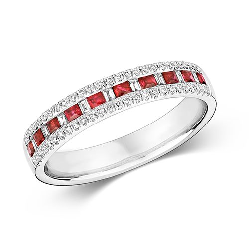 9CT DIAMOND PC/BG ETERNITY WITH RUBY RING