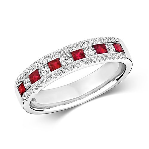 9CT DIAMOND PC/RD ETERNITY WITH RUBY RING
