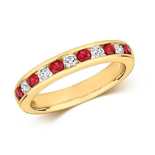9CT DIAMOND ETERNITY WITH RUBY RING