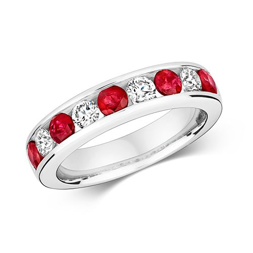 9CT DIAMOND ETERNITY WITH RUBY RING