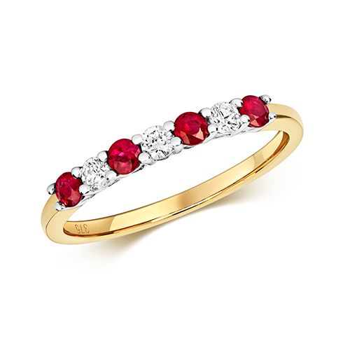 9CT DIAMOND AND RUB CLAW SET ETERNITY RING