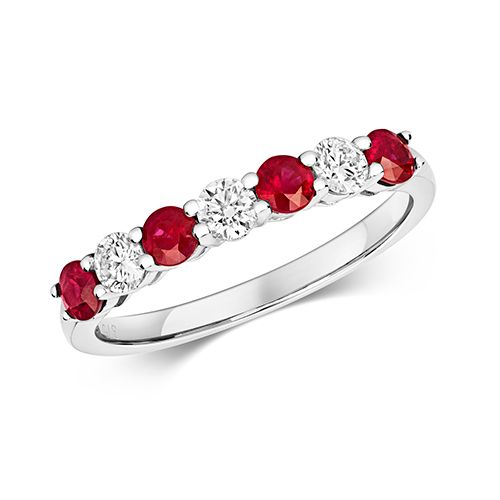 9CT DIAMOND AND RUBY CLAW SET ETERNITY RING