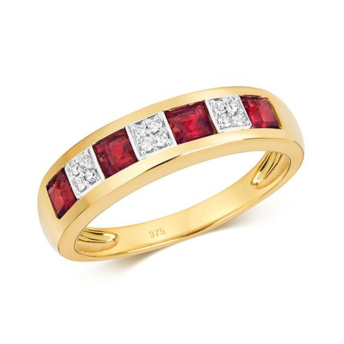 9CT DIAMOND AND RUBY ETERNITY RING