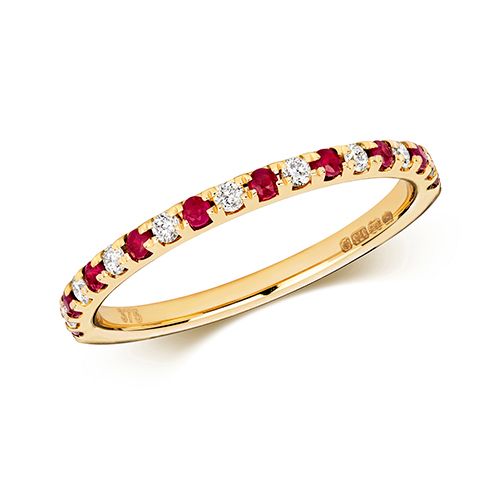 9CT DIAMOND AND RUBY ETERNITY RING