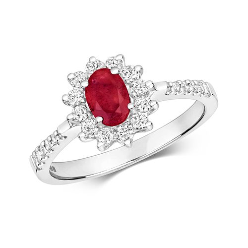 9CT DIAMOND RUBY CLUSTER RING