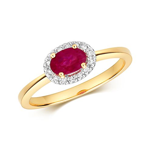 9CT DIAMOND & RUBY HALO RING