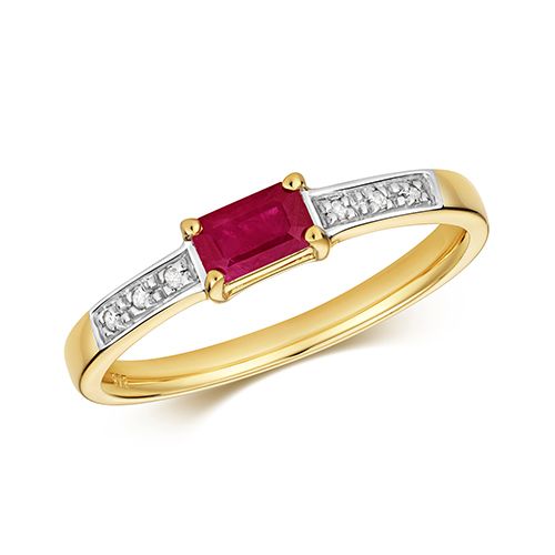 9CT DIAMOND & RUBY RING