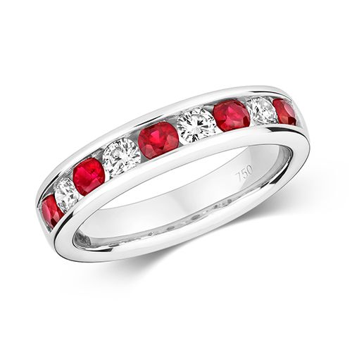 18CT DIAMOND ETERNITY WITH RUBY RING
