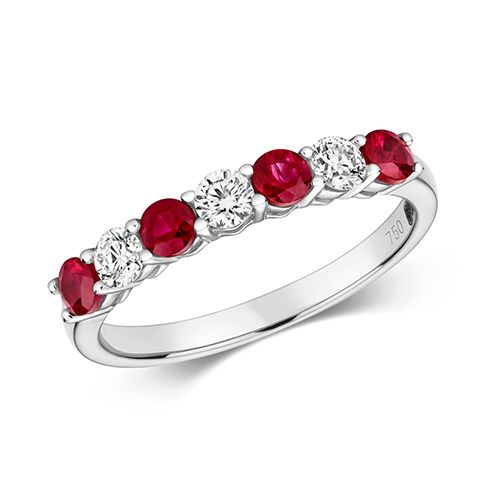 18CT DIAMOND AND RUBY CLAW SET ETERNITY RING