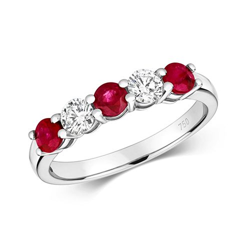 18CT DIAMOND AND RUBY CLAW SET ETERNITY RING