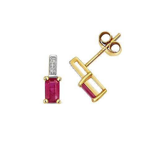 9CT DIAMOND AND RUBY EARRINGS