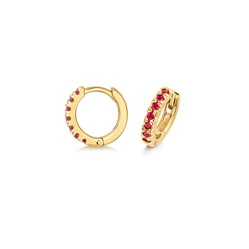 9CT RUBY HUGGIES