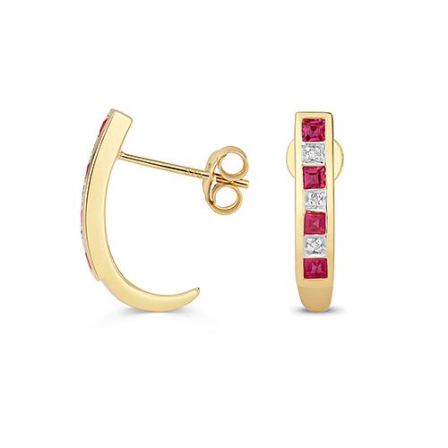9CT DIAMOND & RUBY EARRINGS