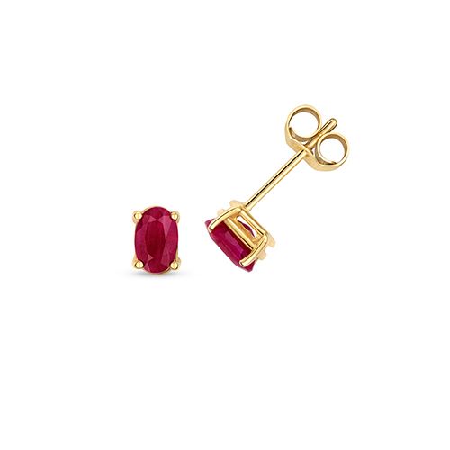 9CT RUBY OVAL STUD EARRINGS