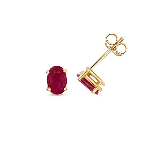 9CT RUBY OVAL STUD EARRINGS