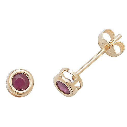 9CT YEL GOLD RUBY STUD EARRINGS
