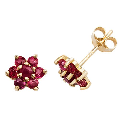 9CT YEL GOLD RUBY STUD EARRINGS