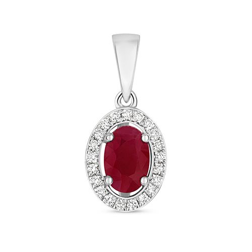 9CT DIAMOND AND RUBY HALO PENDANT OVAL