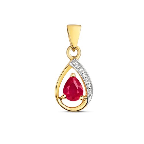 9CT DIAMOND & RUBY PENDANT